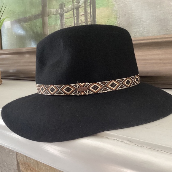 Lot Of 2 Wool Hats Fedora Western Black C&C Ribbon Mossy Green Leather One Size - Picture 3 of 14